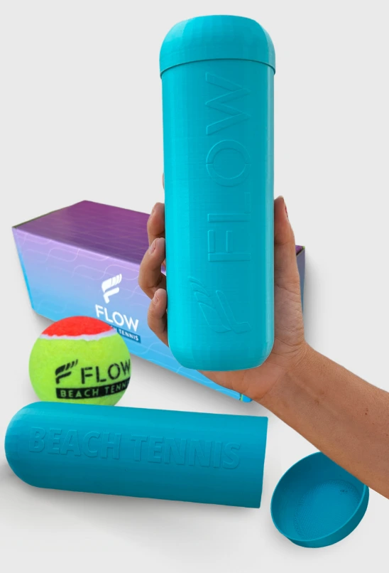 Ball Tube Flow, Free Beach Tennis Ball Included, Fit Up to 3 Balls, Prolong Lifetime & Original Pressure, Unique Tennis & Beach Tennis Ball Tube Design, Blue