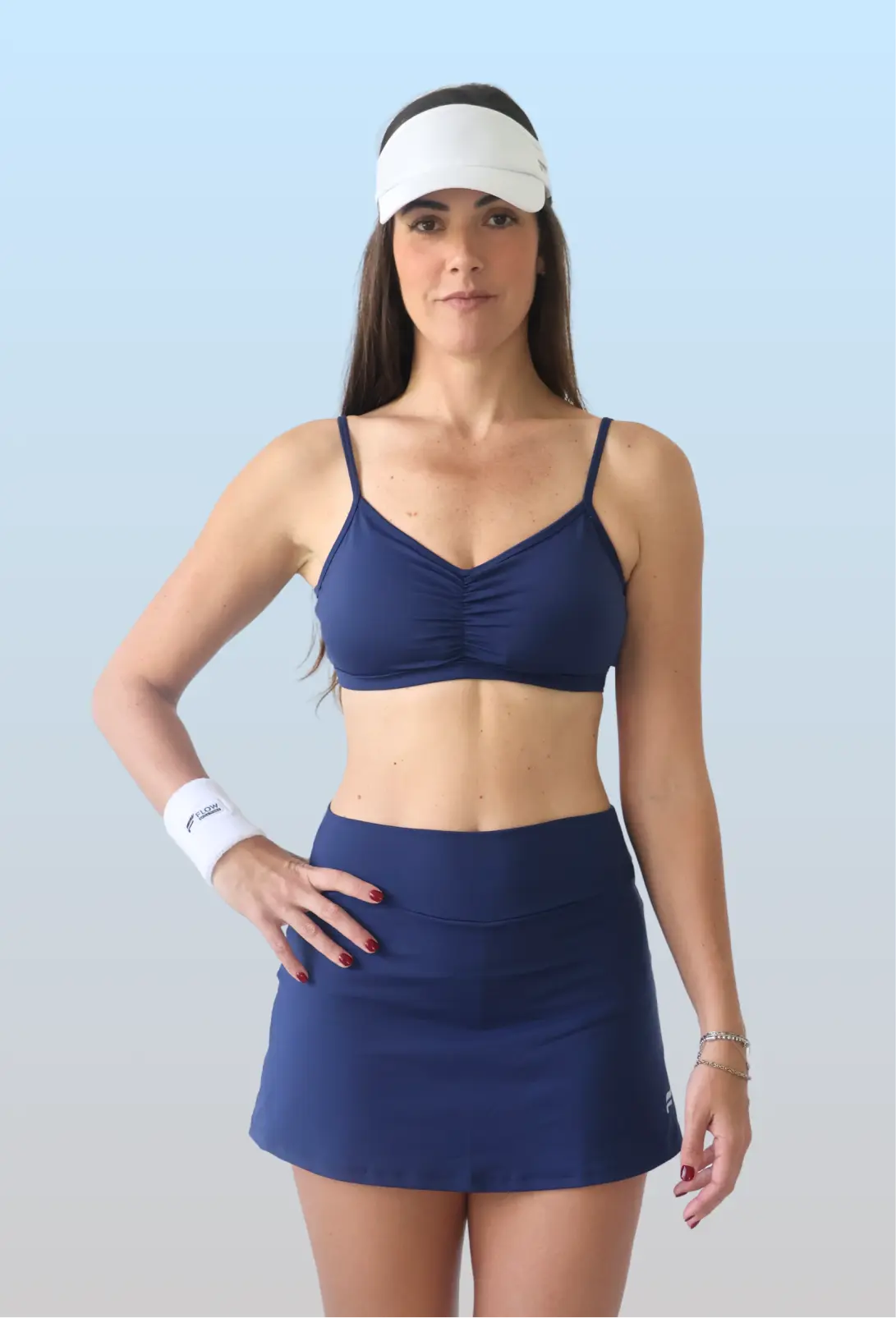Marine Blue Maui Skirt, UV 80 Extra Sun Protection, Tennis Skirt, Anti-Heat Cooling Comfort Fabric, 4-Way Stretch, Anti-Pilling, Flow Beach Tennis Skirt