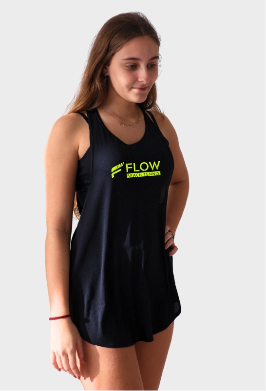 Black Long Tank Top Rio, Supreme Comfort Technology,  Anti-Heat Cooling System, Wrinkle Resistant.