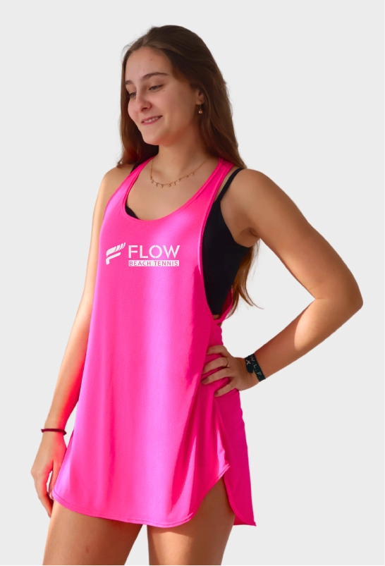 Pink Long Tank Top Rio, Supreme Comfort Technology,  Anti-Heat Cooling System, Wrinkle Resistant.